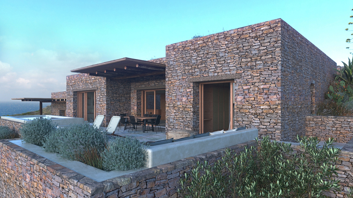 THREE RESIDENCE COMPLEX WITH SWIMMING POOL IN ANTIPAROS ISLAND 