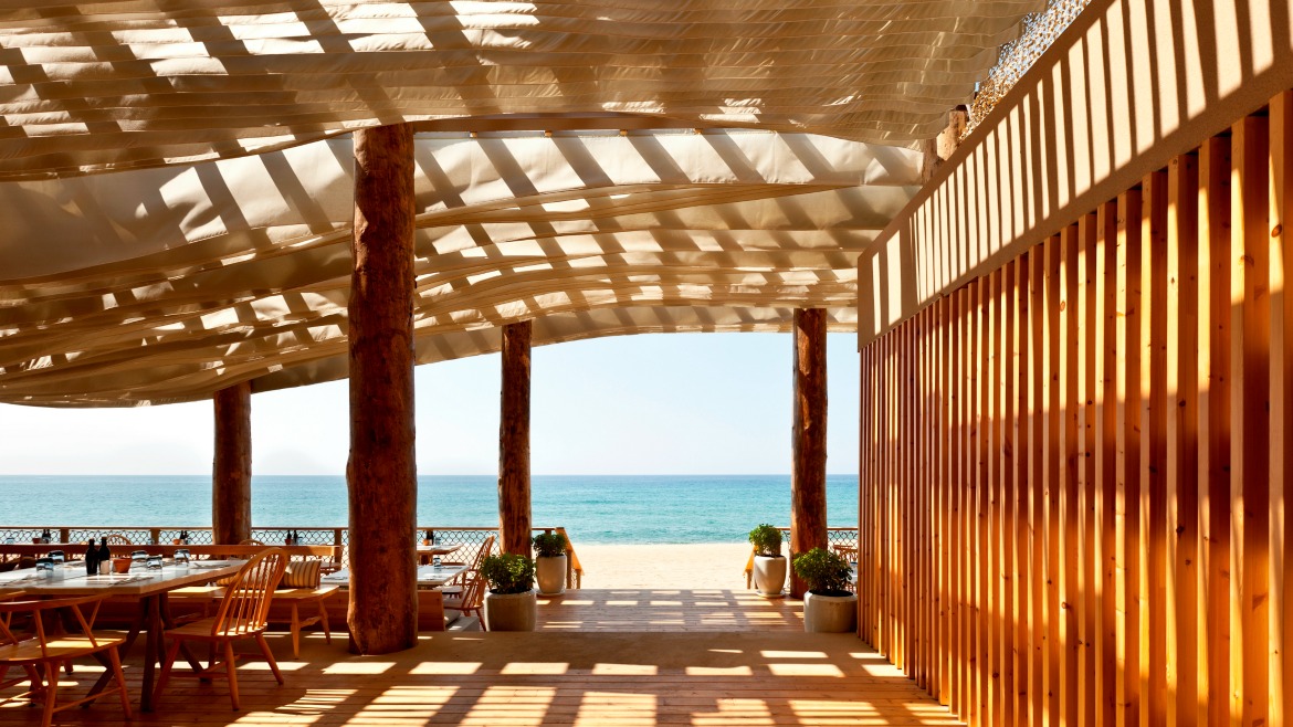 BEACH STRUCTURES IN NAVARINO DUNES, COSTA NAVARINO
