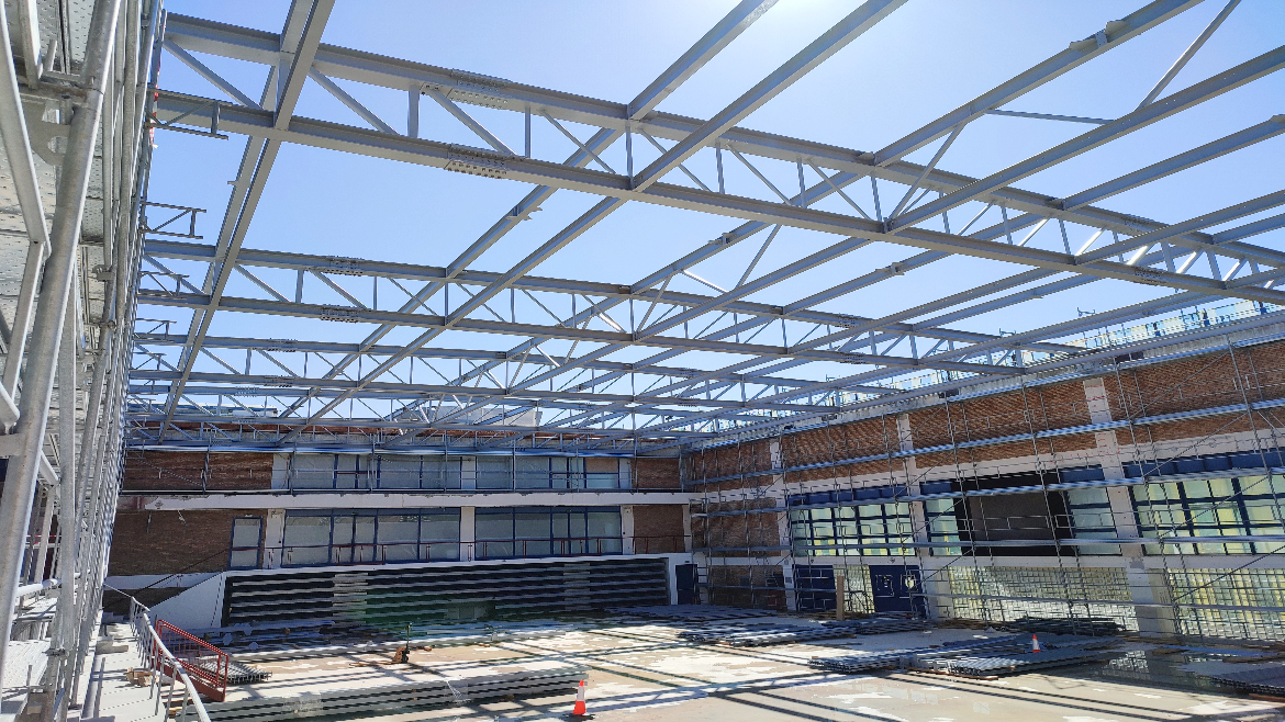 NEW STEEL ROOF CANOPY OF DAIS SPORTS CENTER IN MAROUSI